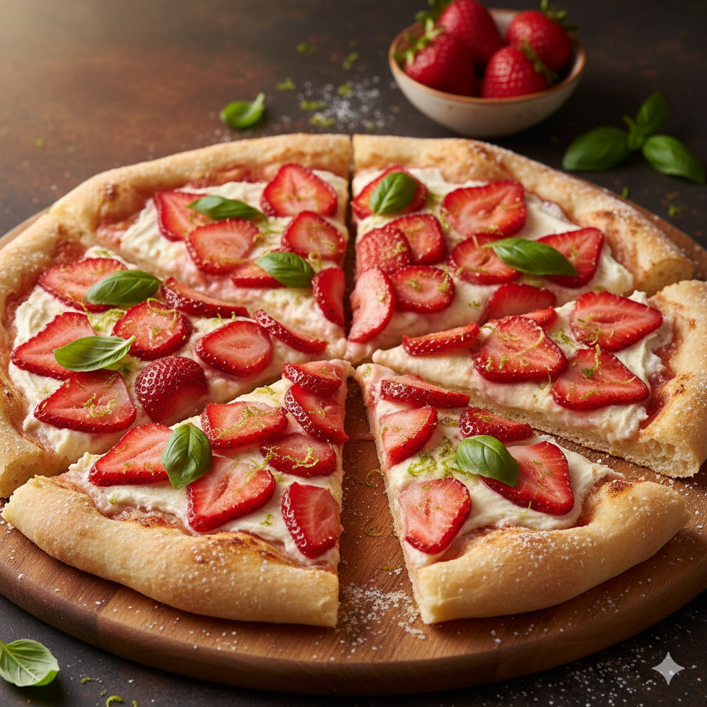 pizza creme patissiere et fraises